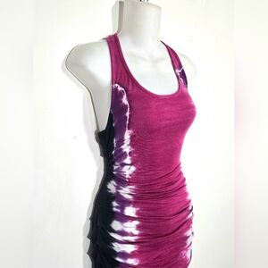 Fuchsia & Black Tie-Dye Long Maxi Dress